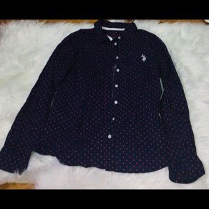 Polka Dot Button Down Polo Shirt